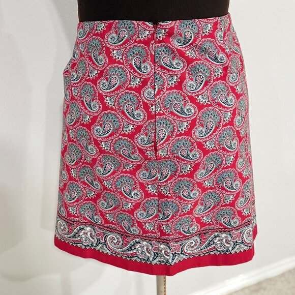 Petite Sophisticate Red Paisley Stretch Skirt - Picture 2 of 5
